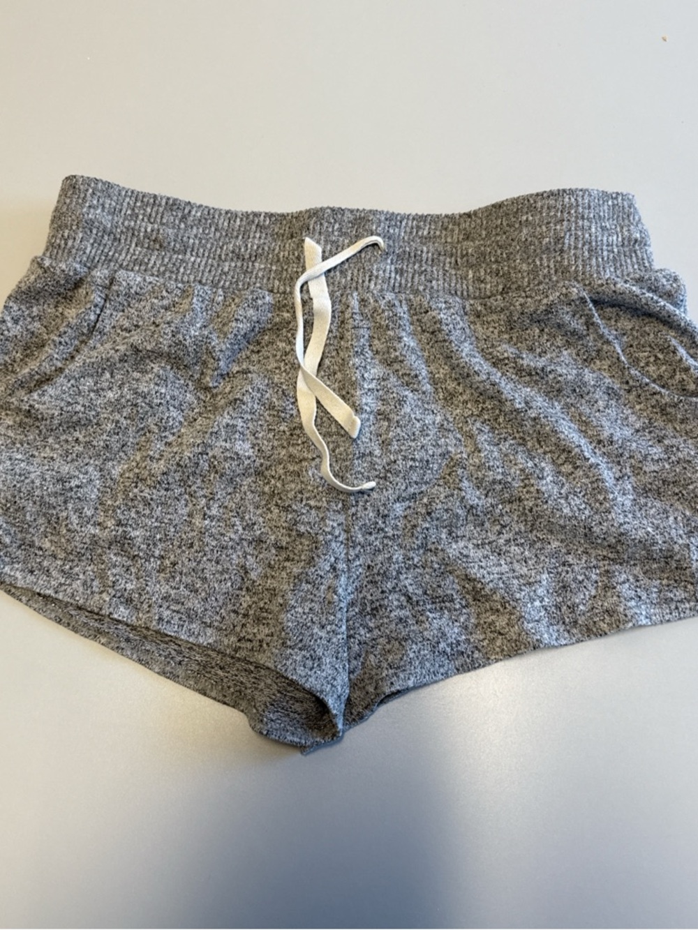 Express Gray Knit Drawstring Athletic Shorts